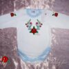 Bébi rugi - Body hosszú ujjas - kézzel hímzett fenyőágas kalocsai mintával - Ildikóm