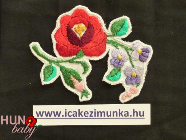 Felvarró kézzel hímzett - Felvarható - kalocsai mintás - 8x7 cm-Lelle