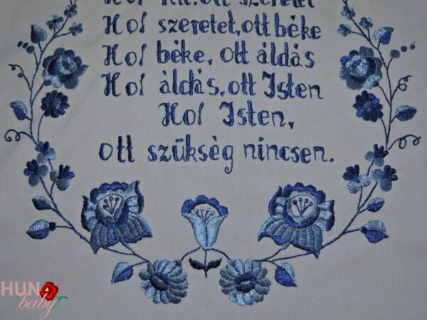 Házi Áldás Kalocsai Kékkel hímezve 65x55 cm Házi Áldás Kalocsai Kékkel hímezve 65x55 cm