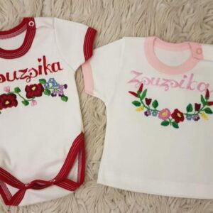 Kislányruha szett - Póló kalocsai mintával és egyedi névvel - Adália