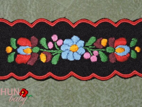 Könyvjelző matyó fekete 19x6 cm