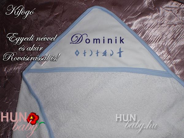 Kisfiúknak Kapucnis TÖRÖLKÖZŐ hímezve - kék - Névvel, rovásírással - Tas Kisfiúknak Kapucnis TÖRÖLKÖZŐ hímezve - kék - Névvel, rovásírással - Tas