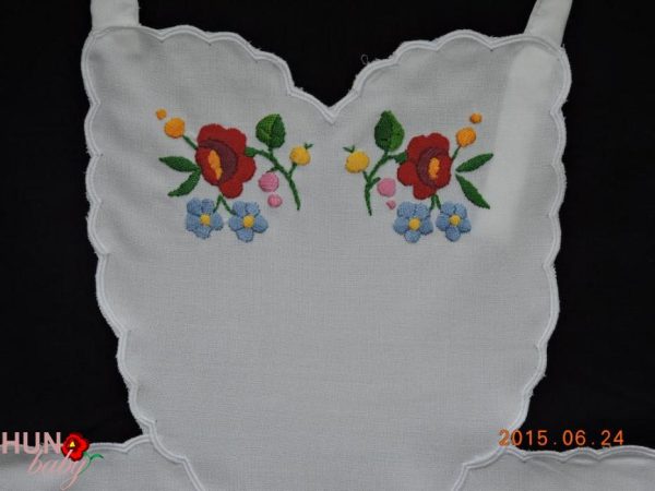 Előnyomott kötény kalocsai melles fehér 60x50 cm