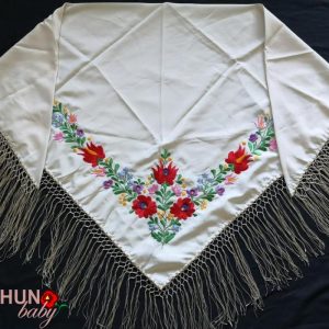 Hímzett vállkendő, stóla drapp, matyó mintával