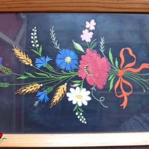 Falikép Búzavirágos,fa kerettel 45x30