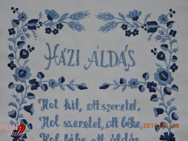 Falikép Házi Áldás Kalocsai kék 43x33 cm