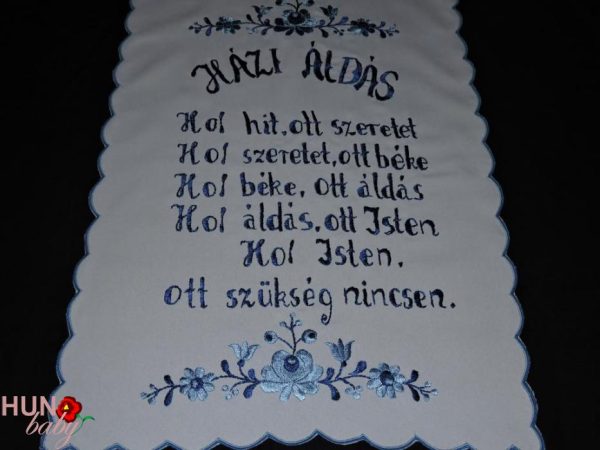 Falikép Házi áldás Matyó kék 55x40 cm
