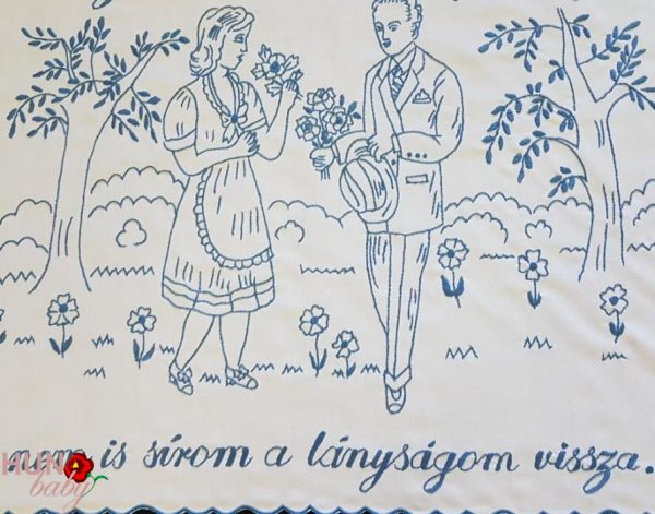 Falvédő, Az én uram csak a viszkit, hímzett 82x55 cm