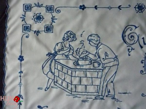 Falvédő előnyomott német nyelvű, szegetlen 83x48cm