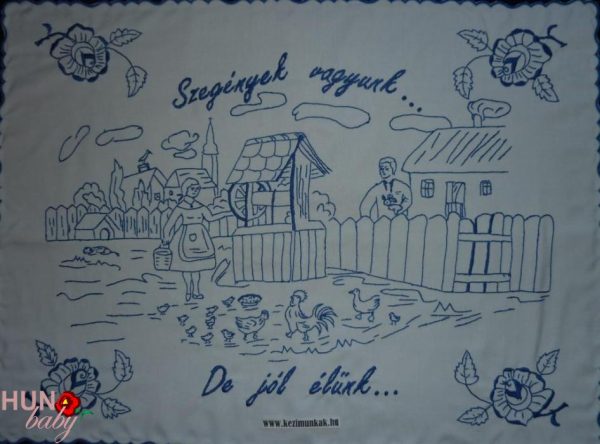 Falvédő előnyomott szegett, Szegények vagyunk 82x52 cm