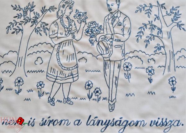 Falvédő előnyomott,szegett, Az én uram csak a vizet issza