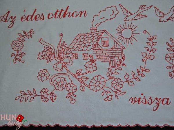 Falvédő hímzett Az édes otthon vissza vár, 82x53 cm