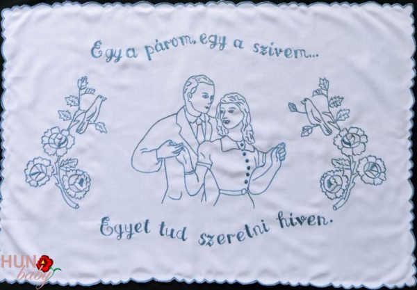 Falvédő előnyomott, Egy a párom egy a szívem 80x53cm
