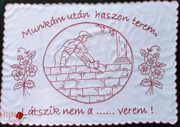 Falvédő hímzett, Munkám után haszon terem 80x55cm