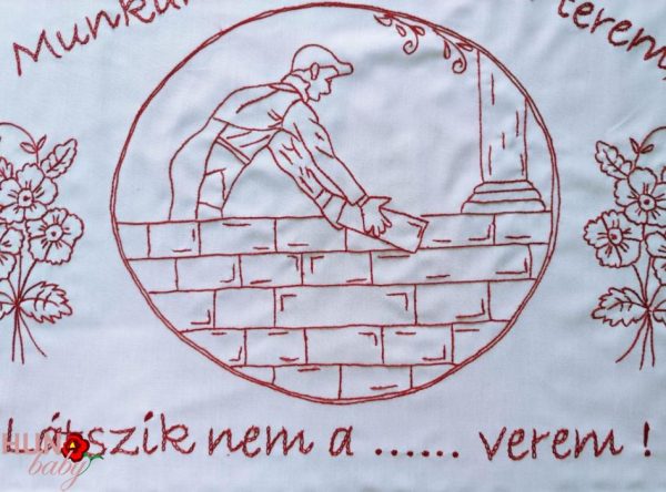 Falvédő hímzett, Munkám után haszon terem 80x55cm