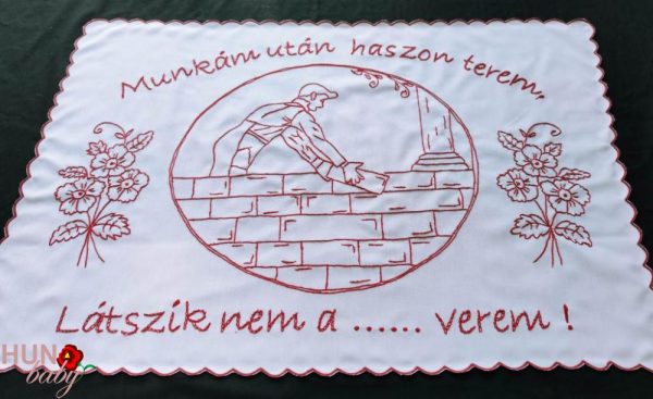 Falvédő hímzett, Munkám után haszon terem 80x55cm