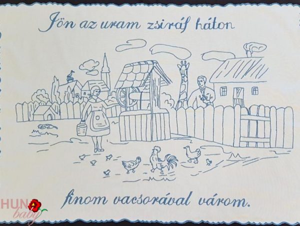 Falvédő hímzett egyedi szöveg módosítással 82x52cm
