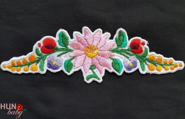 Felvarró kézzel hímzett - Felvarható - kalocsai mintás - 5x18 cm-Laurencia