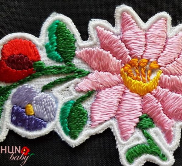 Felvarró kézzel hímzett - Felvarható - kalocsai mintás - 5x18 cm-Laurencia