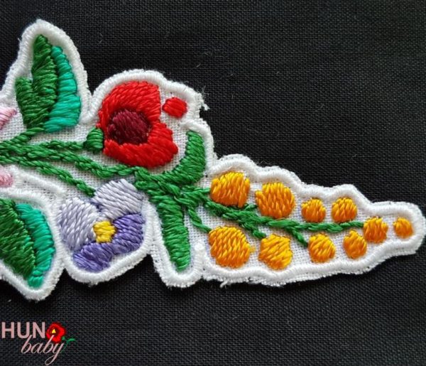 Felvarró kézzel hímzett - Felvarható - kalocsai mintás - 5x18 cm-Laurencia