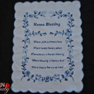 Házi Áldás, House Blessing kék hímzés 43x33 cm