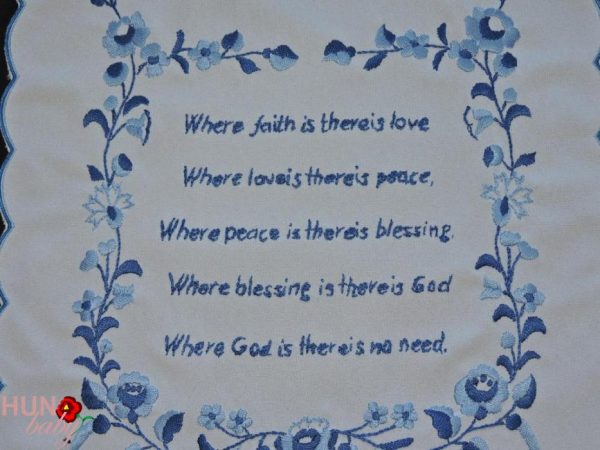 Házi Áldás, House Blessing kék hímzés 43x33 cm