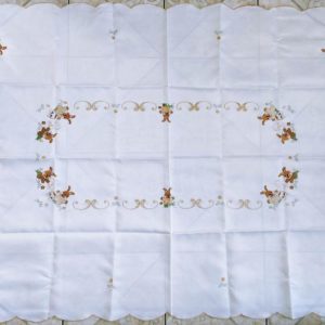 Húsvéti nagyterítő gépi fehér nyuszis 225x150 cm