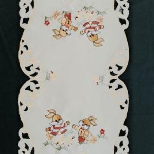 Húsvéti terítő gépi drapp nyuszis 85x35cm