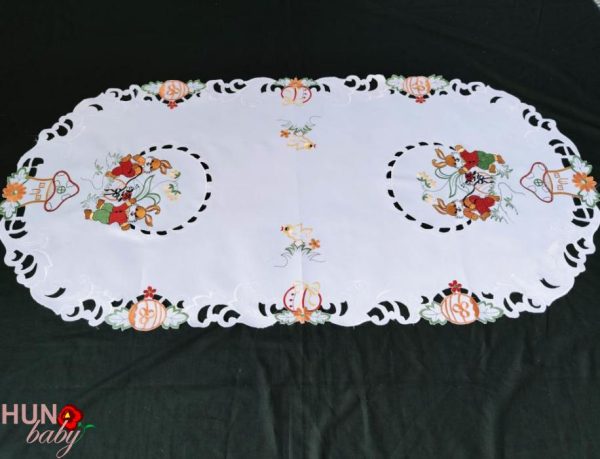 Húsvéti terítő gépi fehér nyuszis 120x60 cm-3412-01 Husveti Terito Gepi Feher Nyuszis 120x60 Cm 3412 04 600x459