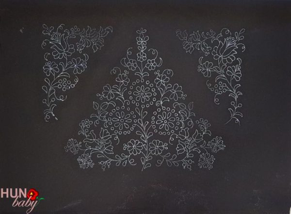 Párna előnyomott fekete matyó ókalócsai 58x45 cm