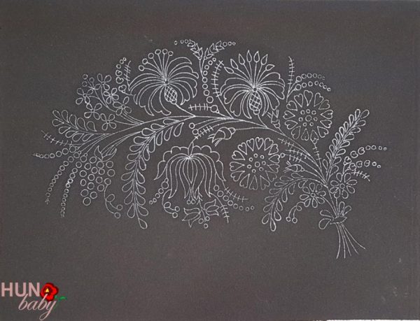 Párna előnyomott fekete matyó ókalócsai 58x45 cm