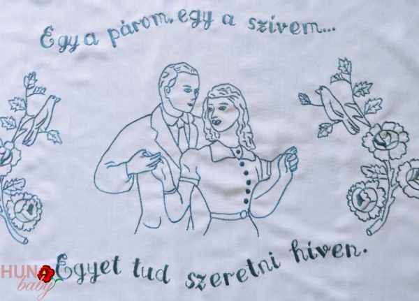 Falikép előnyomott, szegett - Egy a párom egy a szívem 82x55 cm