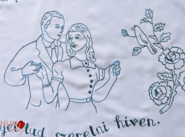 Falikép előnyomott, szegett - Egy a párom egy a szívem 82x55 cm