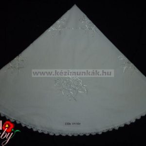 Hímzett terítő fehér, riselt 150 cm